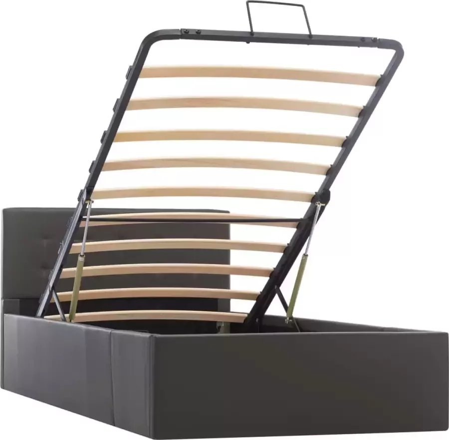 Maison Exclusive Bedframe met opbergruimte hydraulisch kunstleer grijs 90x200 cm