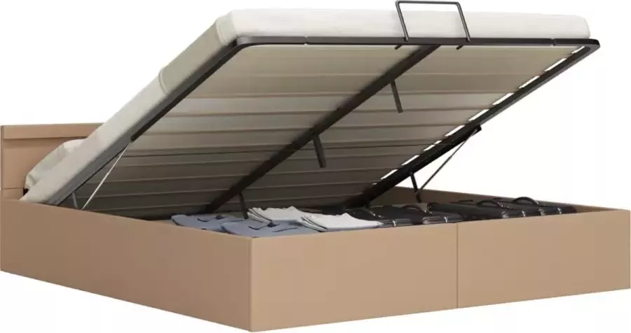 Maison Exclusive Bedframe met opbergruimte LED kunstleer cappuccino 160x200 cm