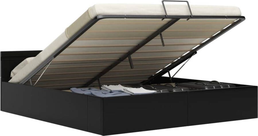 Maison Exclusive Bedframe met opslag hydraulisch LED kunstleer zwart 180x200 cm