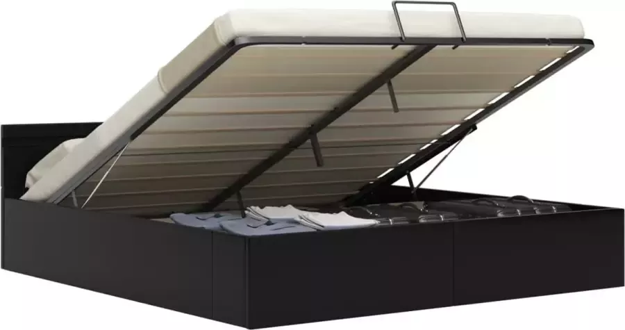 Maison Exclusive Bedframe met opslag hydraulisch LED kunstleer zwart 180x200 cm