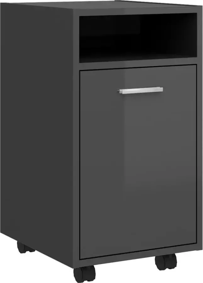 Maison Exclusive Bijzetkast met wielen 33x38x60 cm spaanplaat hoogglans grijs