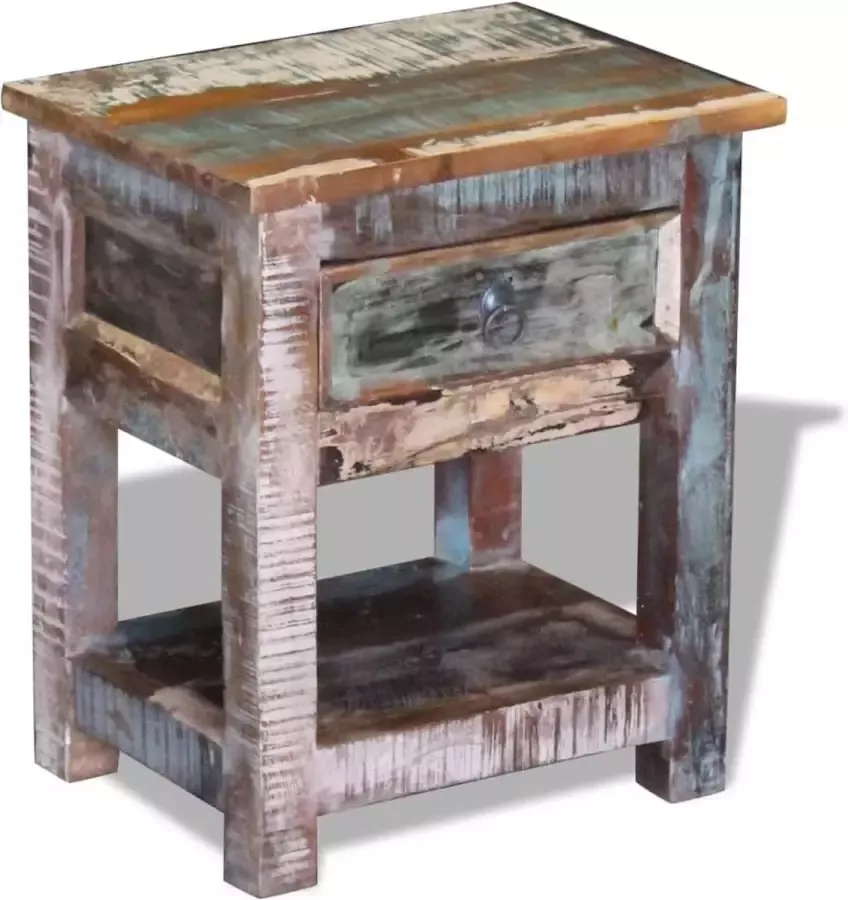 Maison Exclusive Bijzettafel met lade 43x33x51 cm massief gerecycled hout