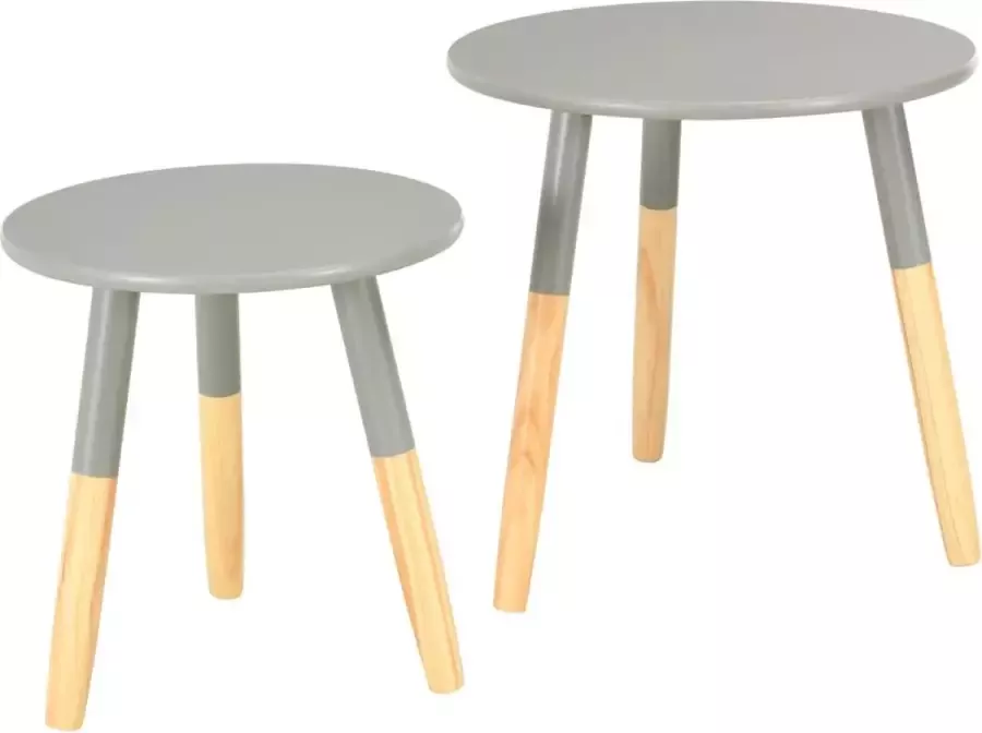 Maison Exclusive Bijzettafels 2 st massief grenenhout grijs