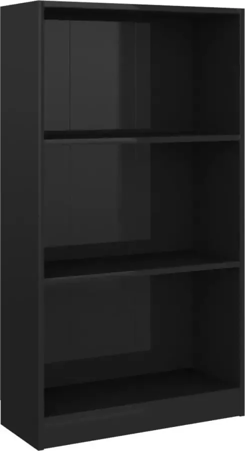 Maison Exclusive Boekenkast 3 schappen 60x24x109 cm bewerkt hout hoogglans zwart