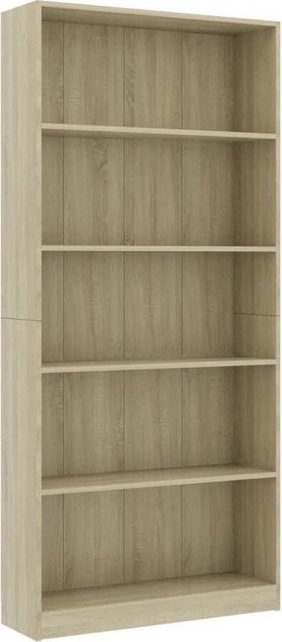 Maison Exclusive Boekenkast met 5 schappen 80x24x175 cm bewerkt hout sonoma eik