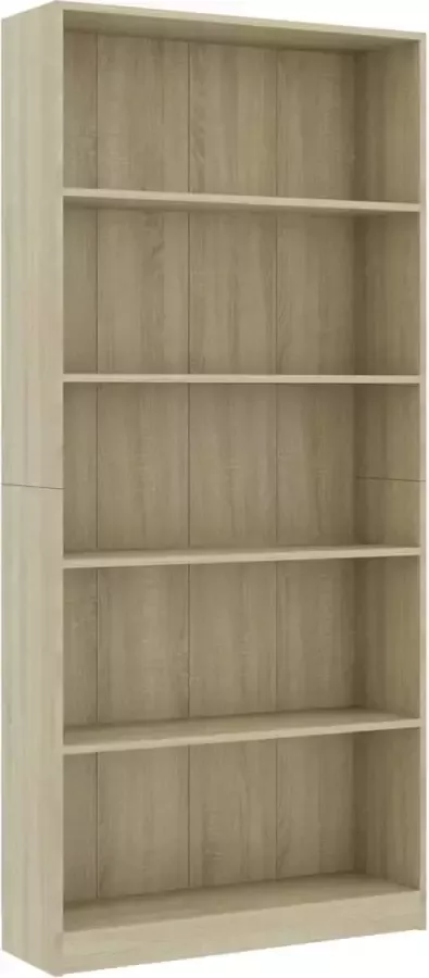 Maison Exclusive Boekenkast met 5 schappen 80x24x175 cm bewerkt hout sonoma eik