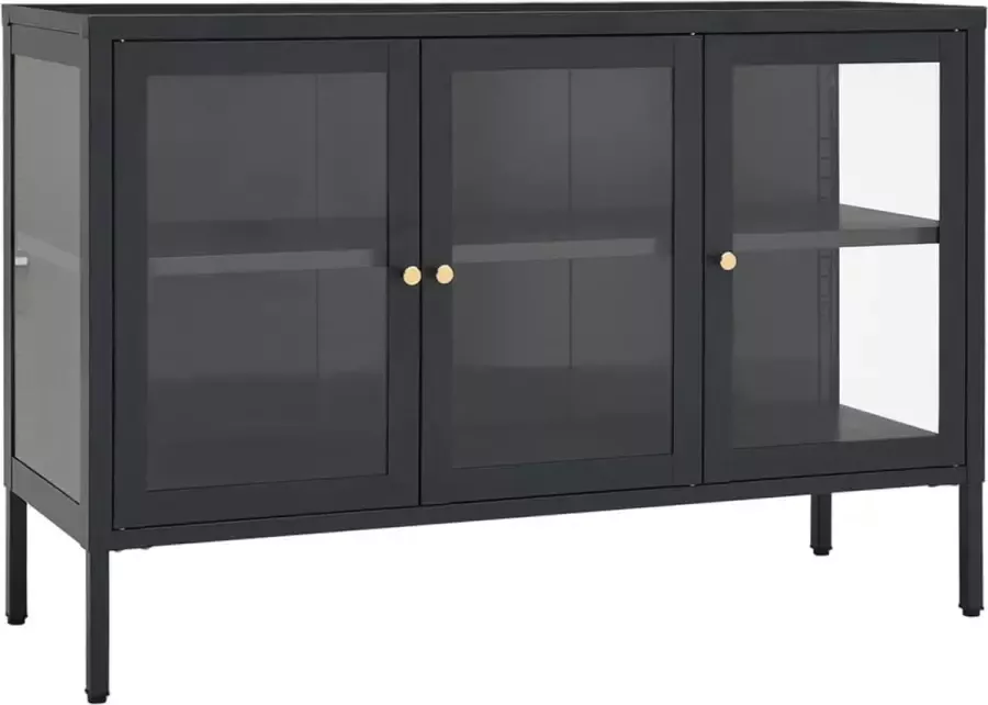 Maison Exclusive Dressoir 105x35x70 cm staal en glas antracietkleurig