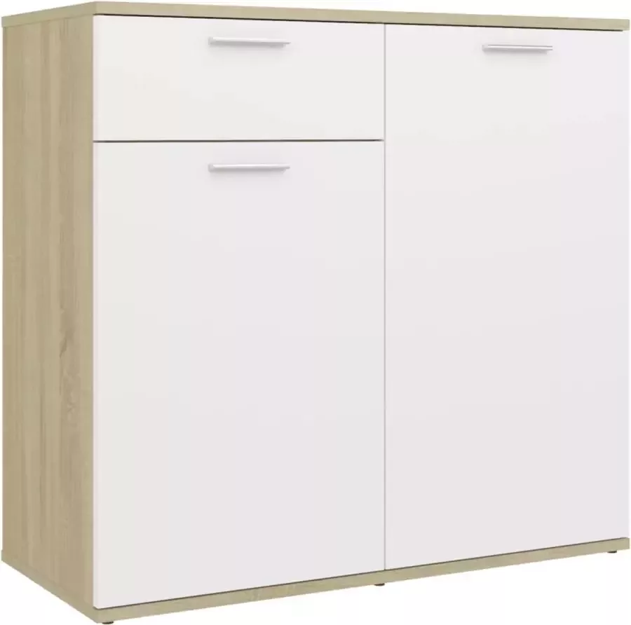 Maison Exclusive Dressoir 80x36x75 cm spaanplaat wit en sonoma eikenkleurig
