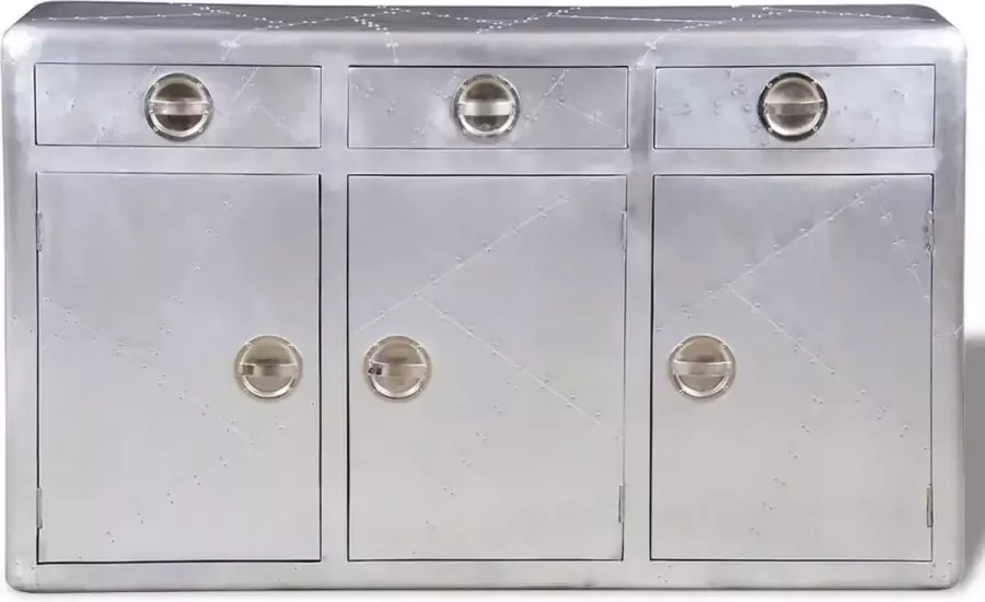 Maison Exclusive Dressoir met 3 lades vintage luchtvaartstijl aluminium