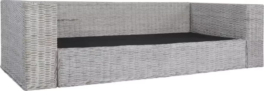 Maison Exclusive Driezitsbank met kussens natuurlijk rattan grijs