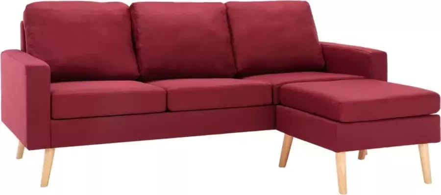 Maison Exclusive Driezitsbank met voetenbank stof wijnrood