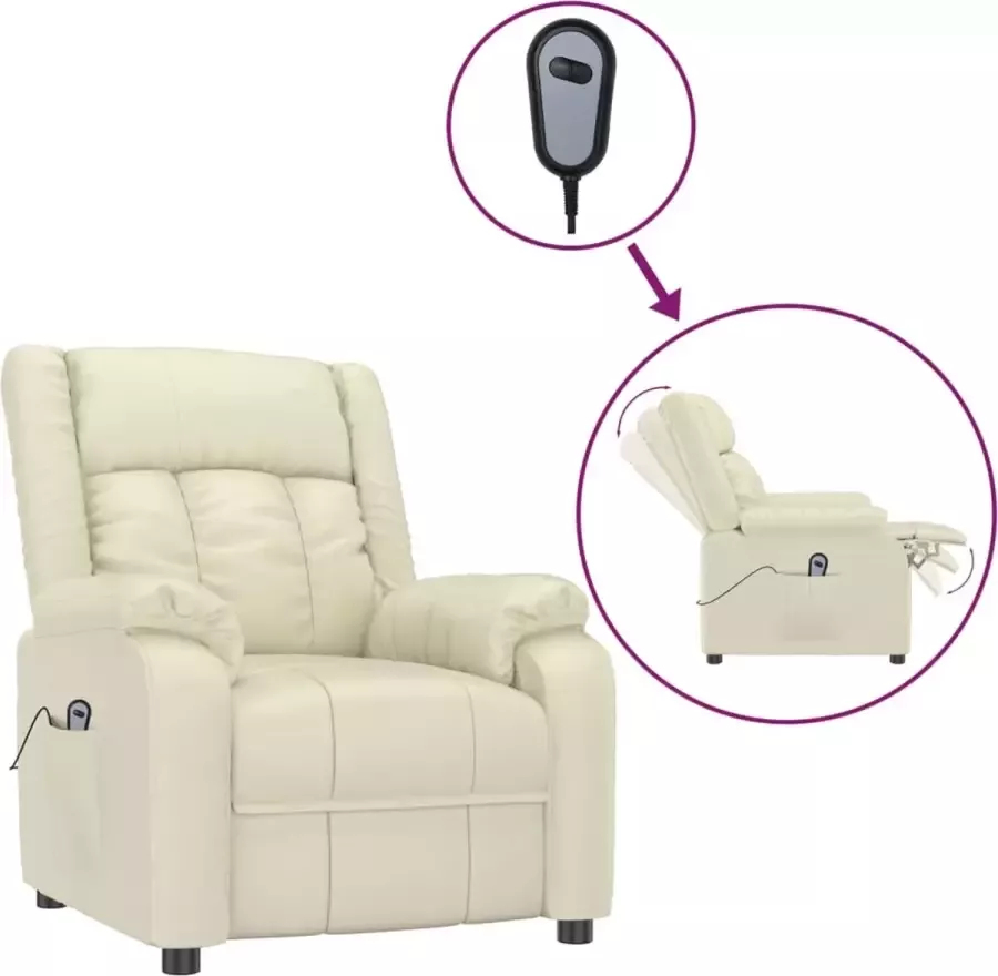Maison Exclusive Fauteuil elektrisch verstelbaar kunstleer crèmekleurig
