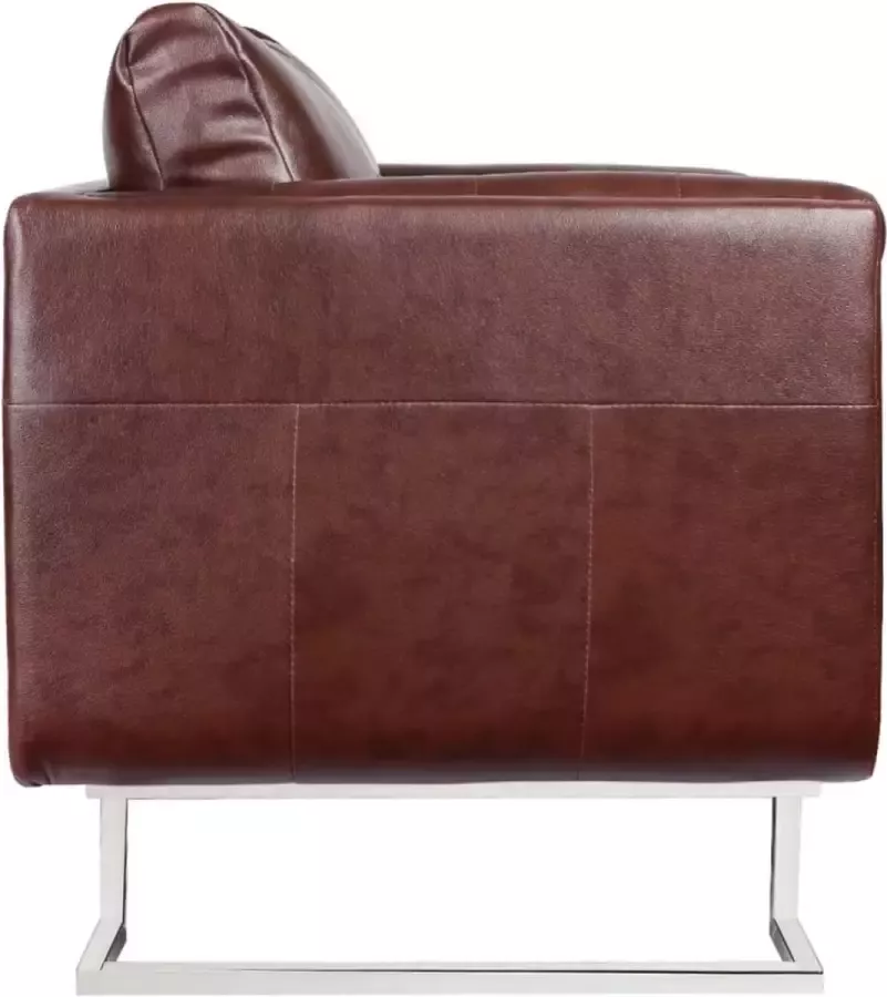 Maison Exclusive Fauteuil met verchroomde poten kubus kunstleer bruin