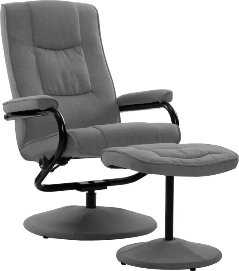 Maison Exclusive Fauteuil verstelbaar met voetenbankje stof lichtgrijs