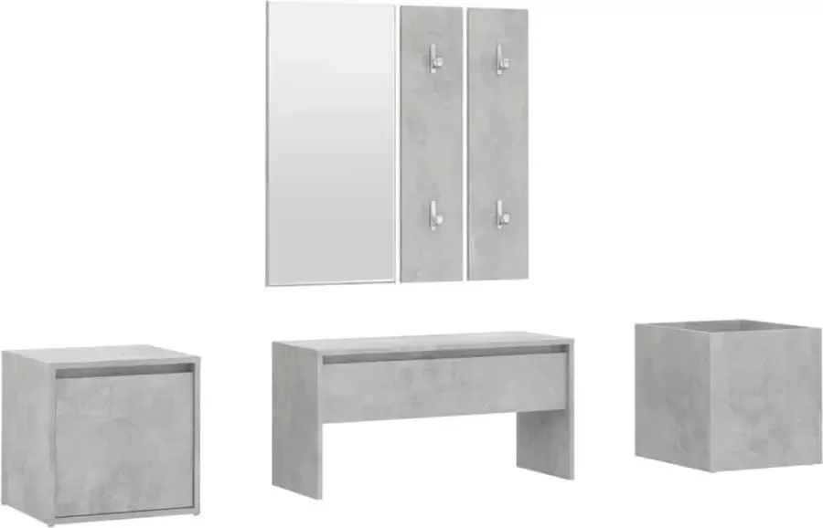 Maison Exclusive Halmeubelset bewerkt hout betongrijs - Foto 2