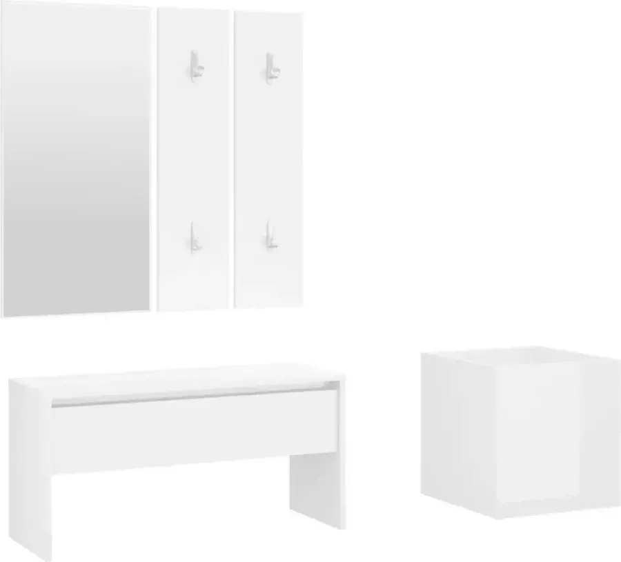 Maison Exclusive Halmeubelset bewerkt hout hoogglans wit - Foto 3