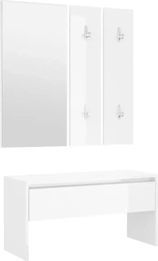 Maison Exclusive Halmeubelset bewerkt hout hoogglans wit - Foto 2