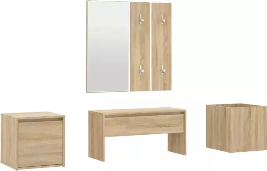 Maison Exclusive Halmeubelset bewerkt hout sonoma eikenkleurig