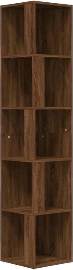 Maison Exclusive Hoekkast 33x33x164 5 cm bewerkt hout bruineikenkleurig