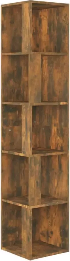 Maison Exclusive Hoekkast 33x33x164 5 cm bewerkt hout gerookt eikenkleurig