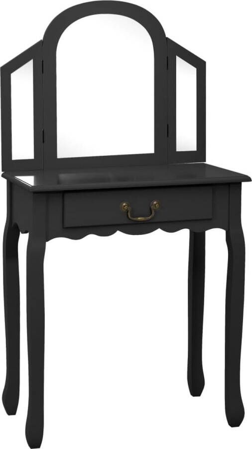 Maison Exclusive Kaptafel met kruk 65x36x128 cm paulowniahout MDF zwart