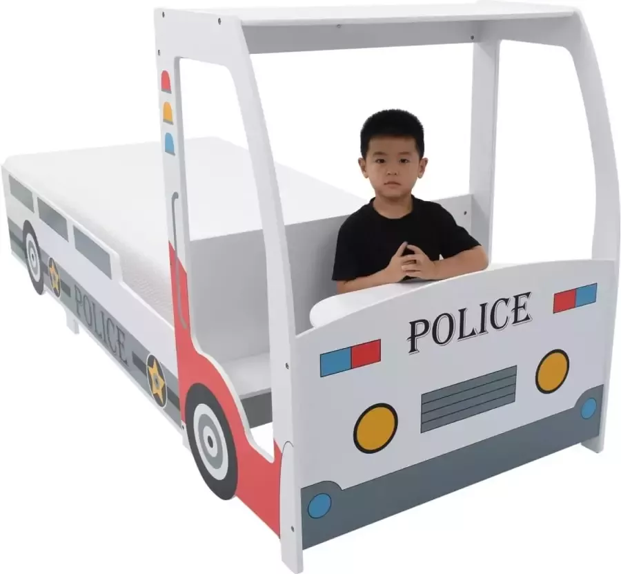 Maison Exclusive Kinderbed politieauto met 7 Zone H2 H3 matras 90x200 cm