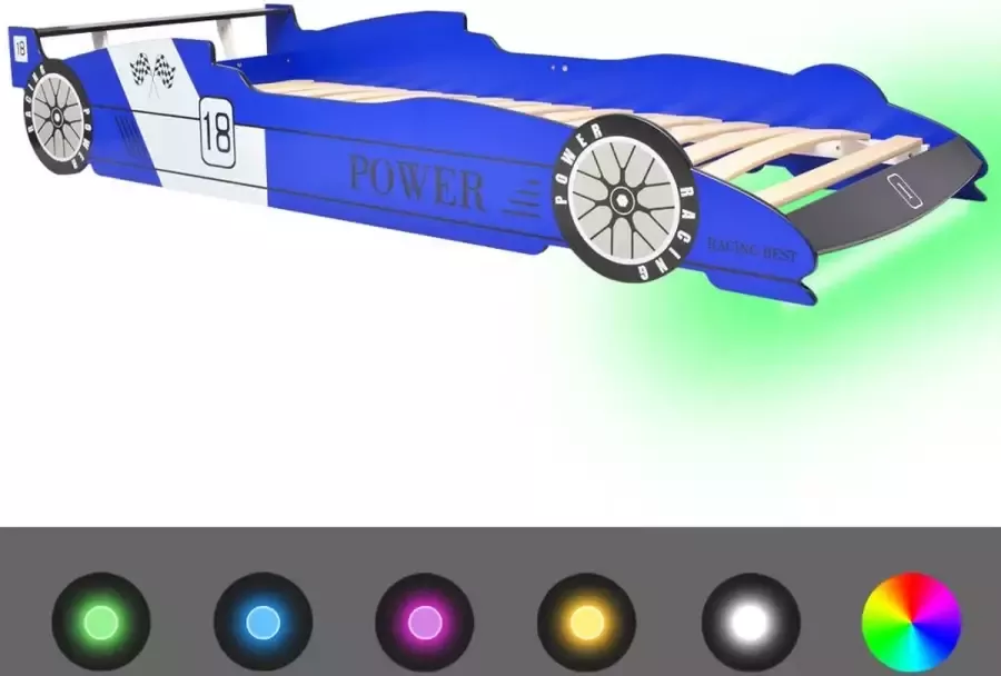 Maison Exclusive Kinderbed raceauto met LED-verlichting blauw 90x200 cm