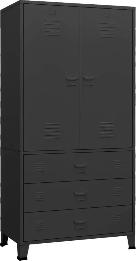 Maison Exclusive Kledingkast industrieel 90x50x180 cm metaal zwart