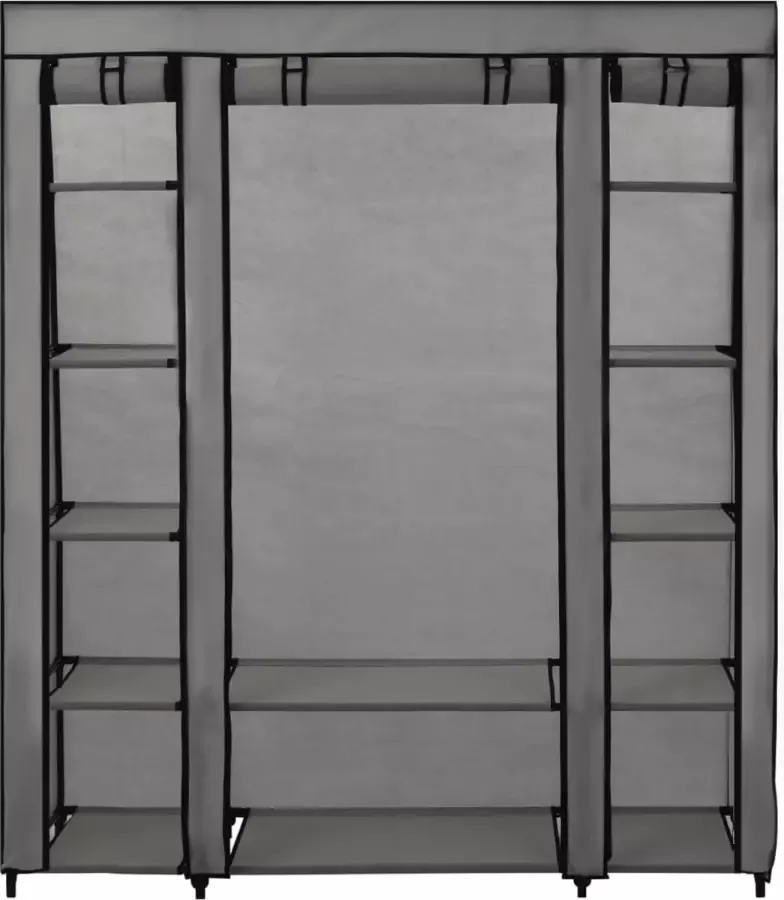 Maison Exclusive Kledingkast met vakken en stangen 150x45x176 cm stof grijs
