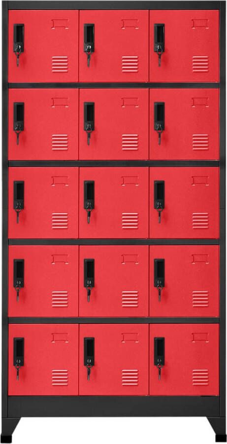 Maison Exclusive Lockerkast 90x40x180 cm staal antracietkleurig en rood