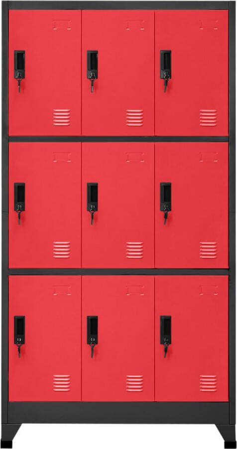 Maison Exclusive Lockerkast 90x45x180 cm staal antracietkleurig en rood