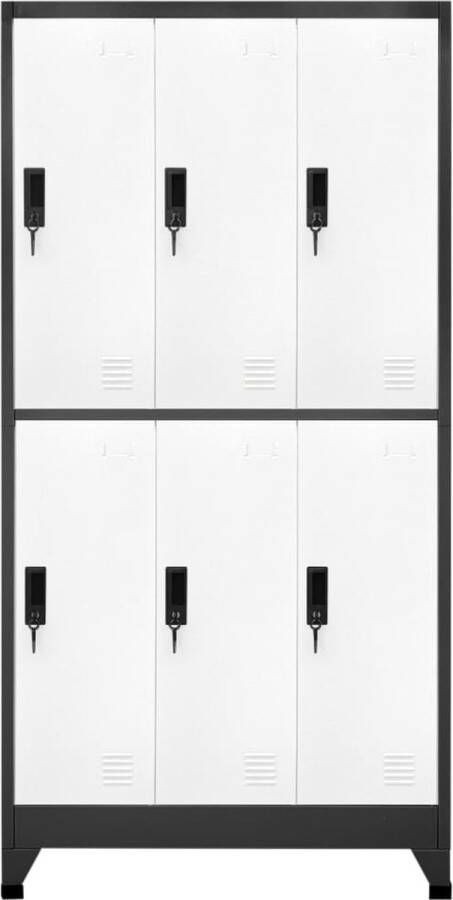 Maison Exclusive Lockerkast 90x45x180 cm staal antracietkleurig en wit