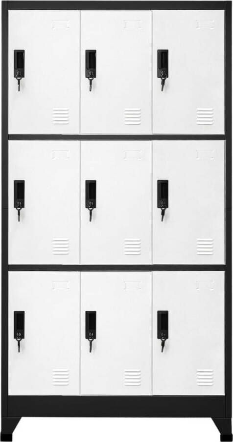 Maison Exclusive Lockerkast 90x45x180 cm staal antracietkleurig en wit