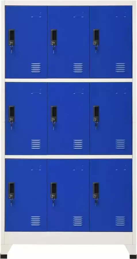 Maison Exclusive Lockerkast 90x45x180 cm staal grijs en blauw