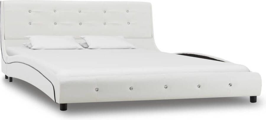 Maison Exclusive Meubelmania Bed met traagschuim matras kunstleer wit 140x200 cm