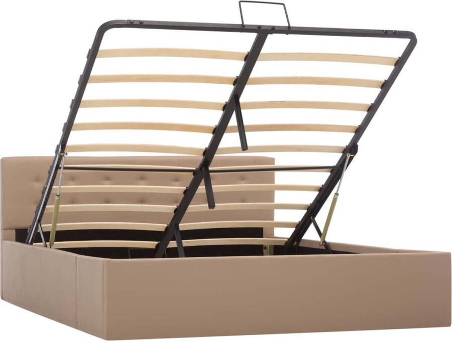 Maison Exclusive Meubelmania Bedframe met opslag hydraulisch kunstleer cappuccino 140x200 cm