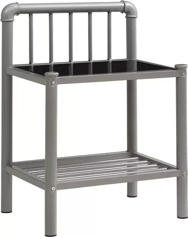 Maison Exclusive Nachtkastje 45x34 5x62 5 cm metaal en glas grijs en zwart