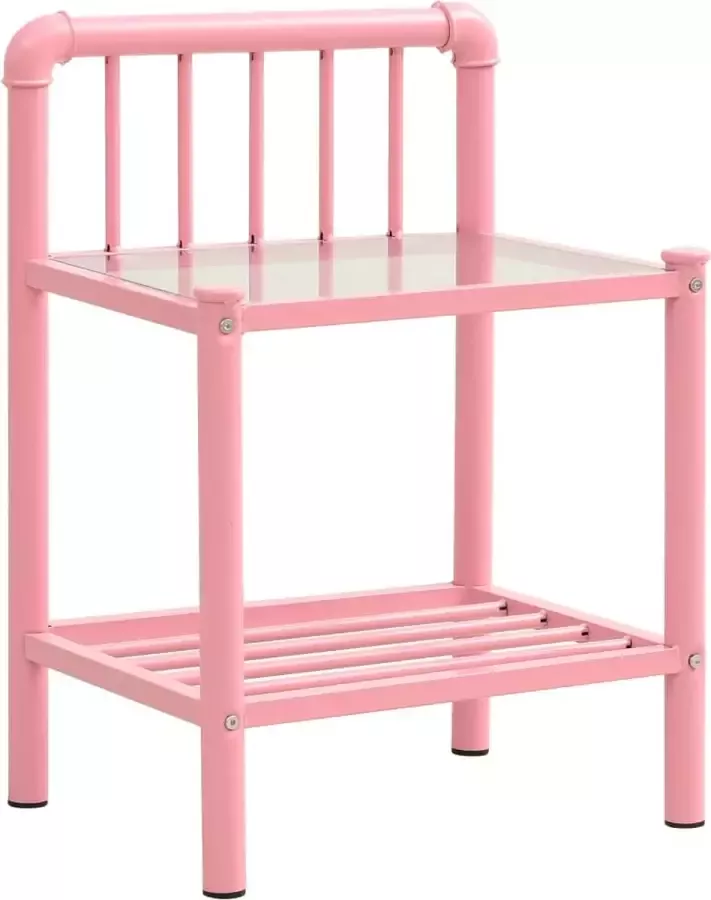 Maison Exclusive Nachtkastje 45x34 5x62 5 cm metaal en glas roze en transparant