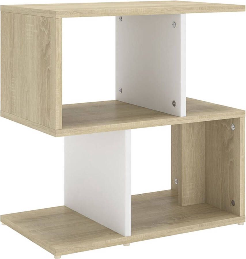 Maison Exclusive Nachtkastje 50x30x51 5 cm spaanplaat wit en sonoma eikenkleurig