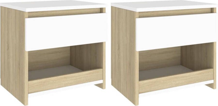 Maison Exclusive Nachtkastjes 2 st 40x30x39 cm spaanplaat wit sonoma eikenkleur