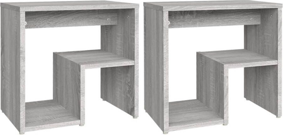 Maison Exclusive Nachtkastjes 2 st 40x30x40 cm bewerkt hout grijs sonoma eiken