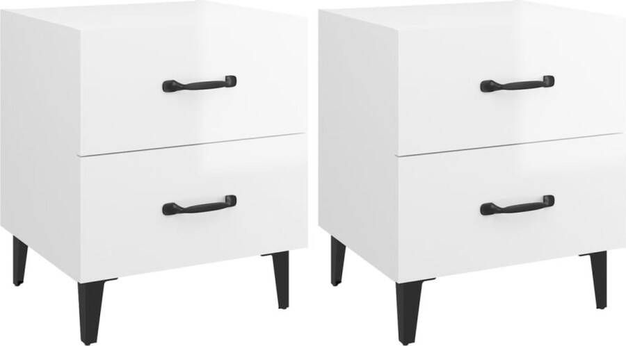 Maison Exclusive Nachtkastjes 2 st 40x35x47 cm hoogglans wit