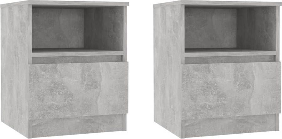 Maison Exclusive Nachtkastjes 2 st 40x40x50 cm spaanplaat betongrijs