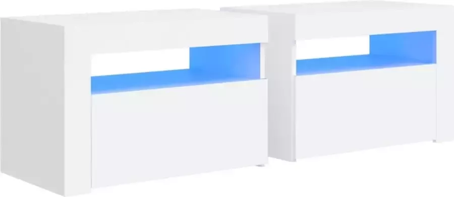 Maison Exclusive Nachtkastjes 2 st met LED's 60x35x40 cm wit