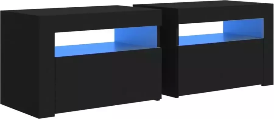 Maison Exclusive Nachtkastjes 2 st met LED's 60x35x40 cm zwart