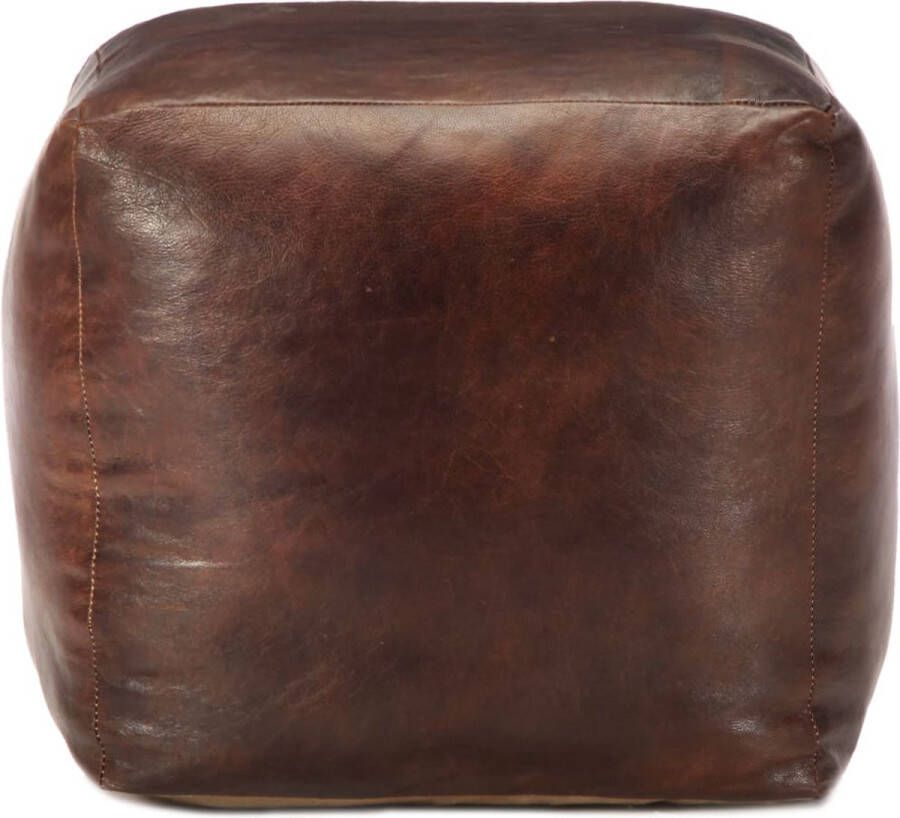 Maison Exclusive Poef 40x40x40 cm echt geitenleer donkerbruin