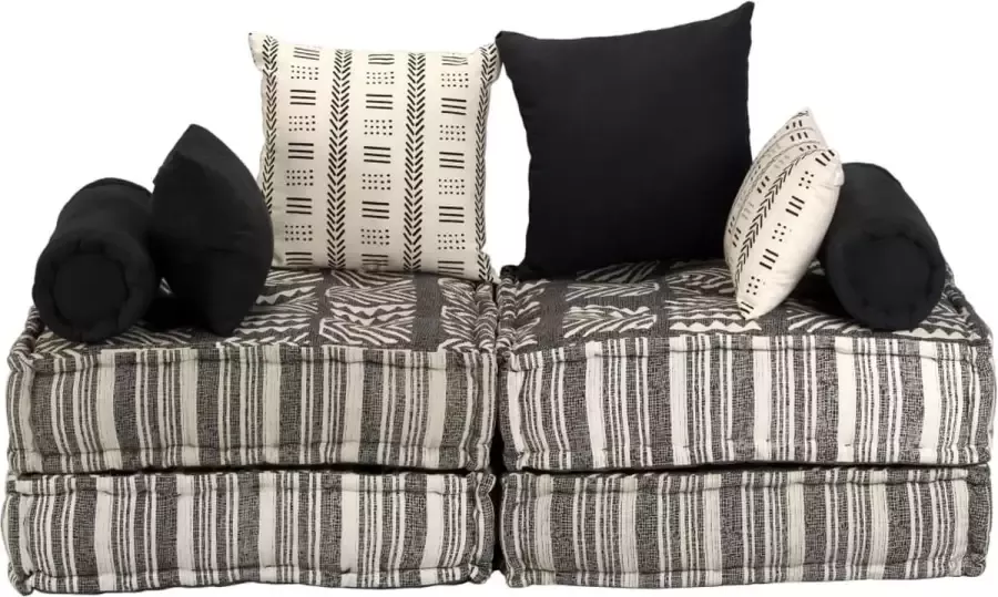 Maison Exclusive Poef tweezits modulair stof gestreept grijs