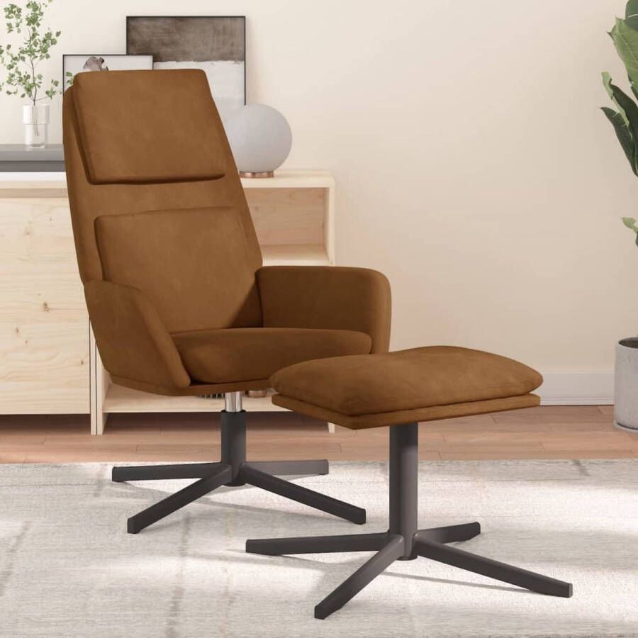 Maison Exclusive Relaxstoel met voetenbank fluweel bruin