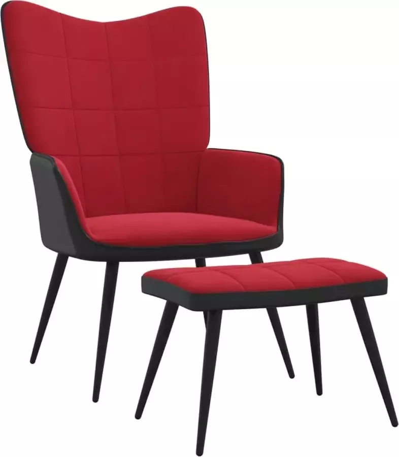 Maison Exclusive Relaxstoel met voetenbank fluweel en PVC wijnrood