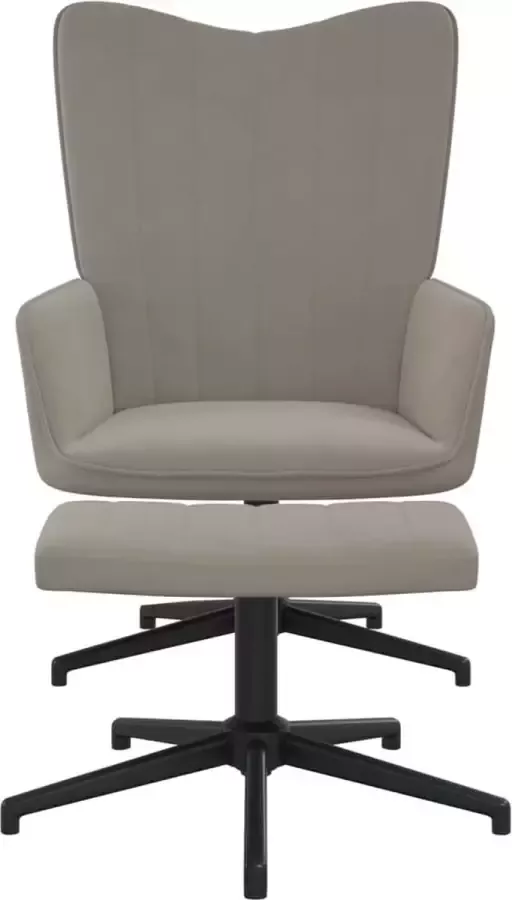 Maison Exclusive Relaxstoel met voetenbank fluweel lichtgrijs